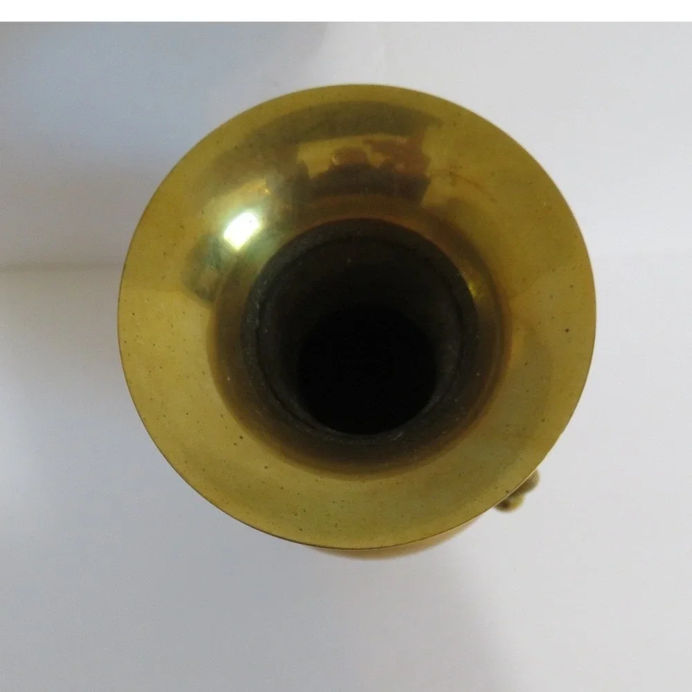 Wildwood Brass Vase Decorative Rope Detail‎ Flared Neck Mid Century Modern 7.5